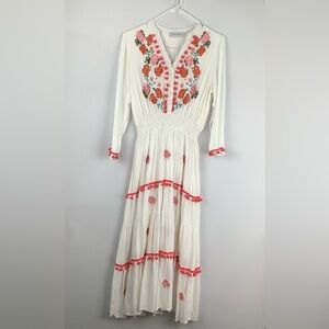 Chicwish Stay Romance Boho Embroidered Maxi Dress